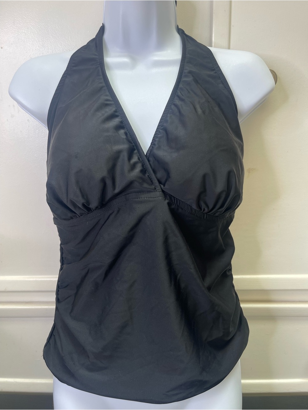 Carol Wior Black Halter Neck Tummy Control Tankini Swim Top Size 10 Vintage Rare